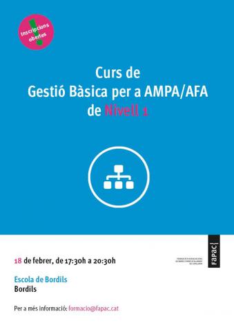 Curs de Gestió Bàsica per a AMPA/AFA - Nivell 1
